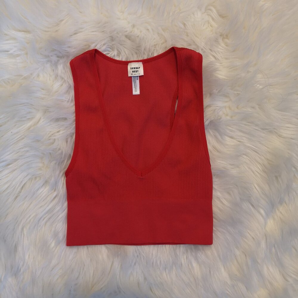 Aritzia Sunday Best Seamless Ribbed Crop Top - Size XS